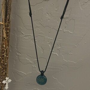 Blue Leaf Pendant Necklace